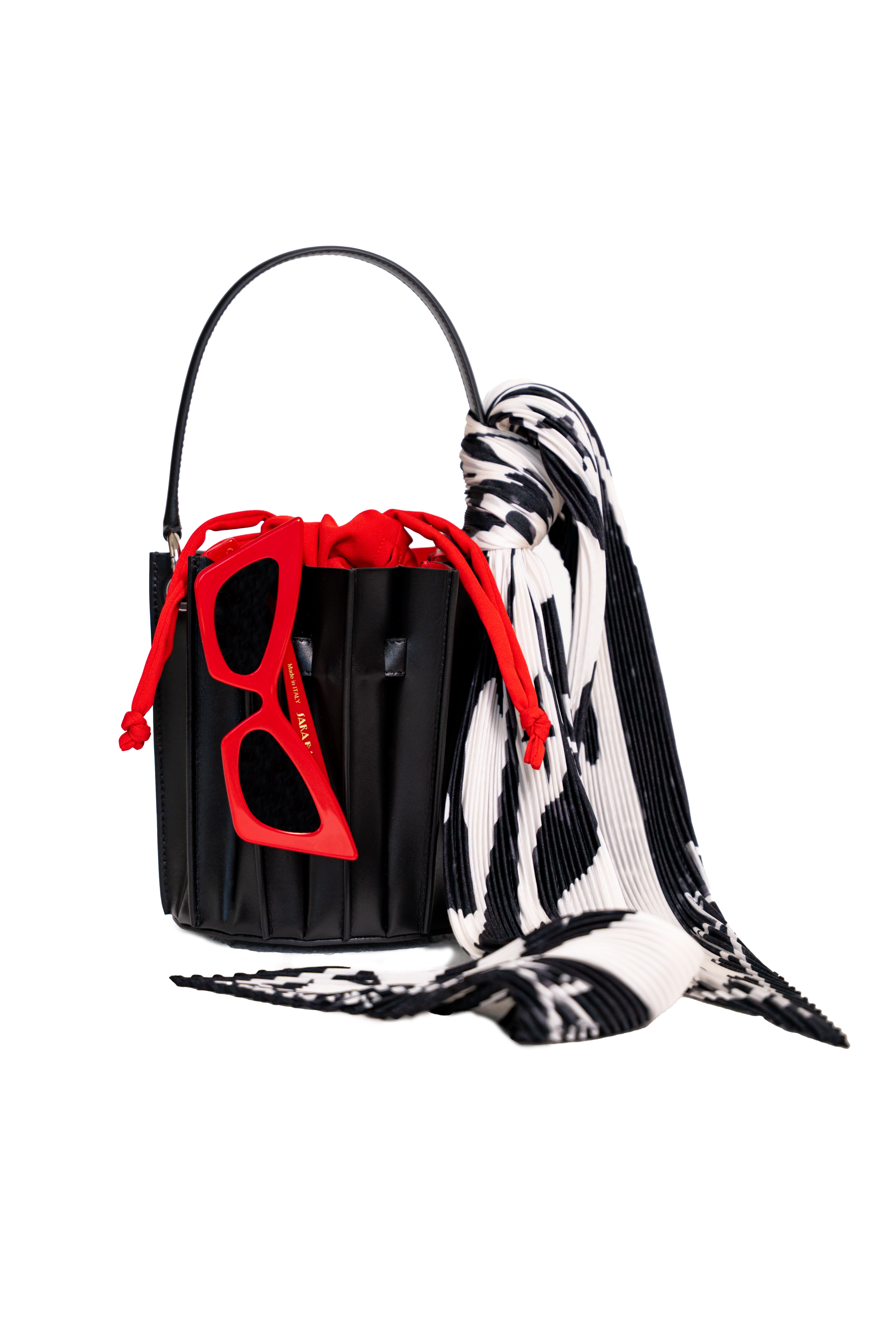 Plissé Bucket Bag – Black Flame