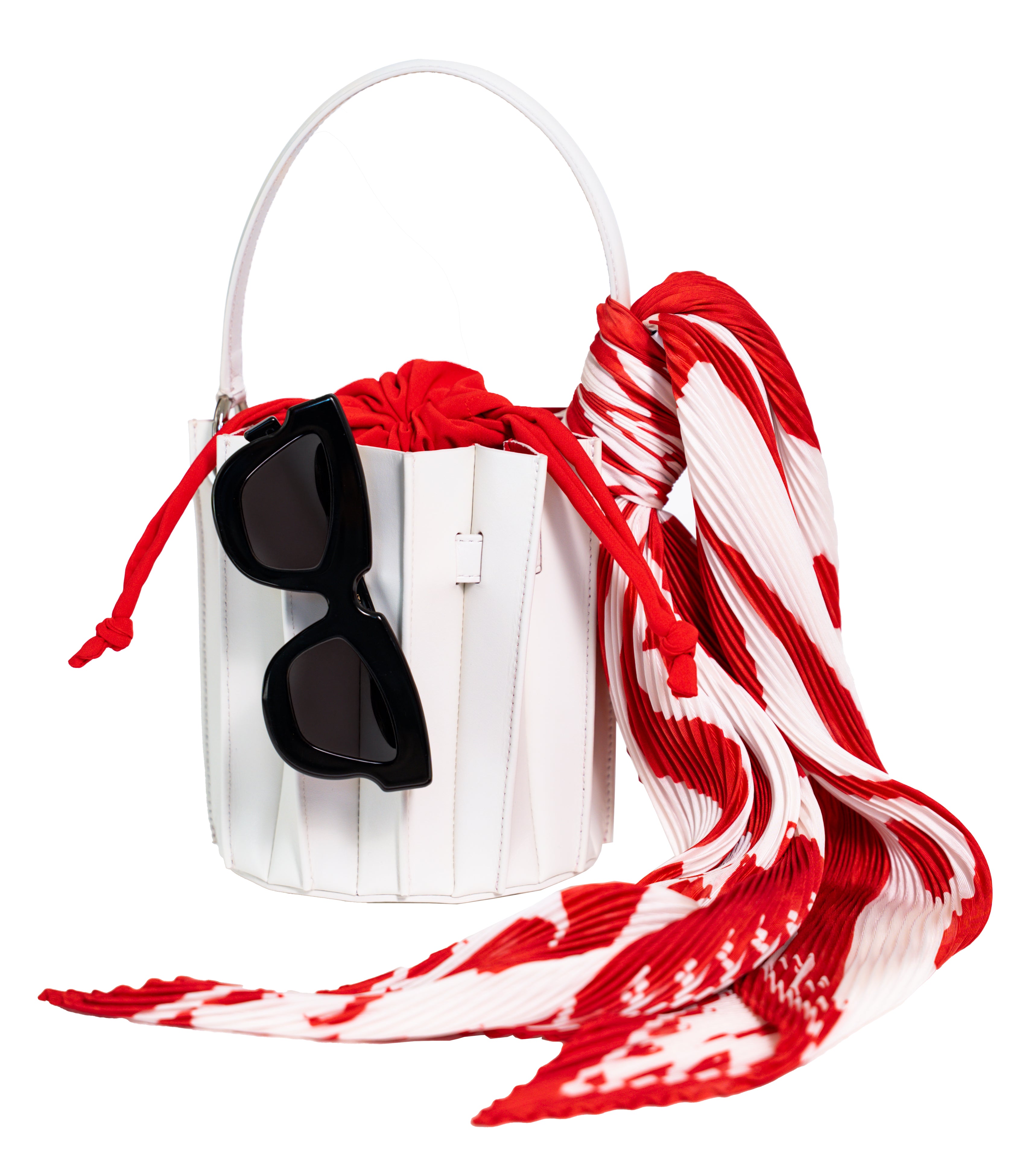 Plissé Bucket Bag – White Clarity