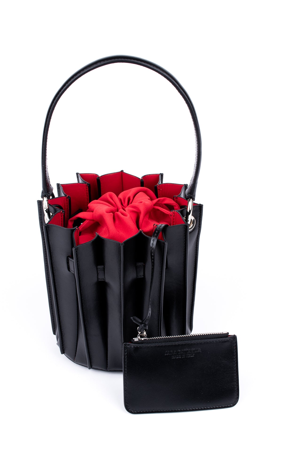 Plissé Bucket Bag – Black Flame