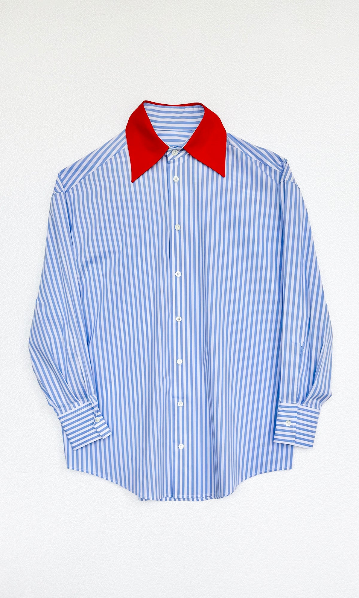 Red Collar Shirt - Light Blue
