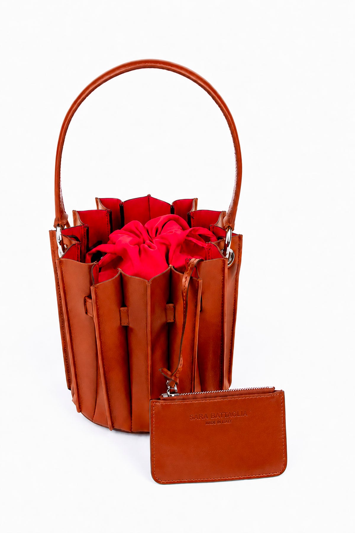Plissé Bucket Bag – Cognac