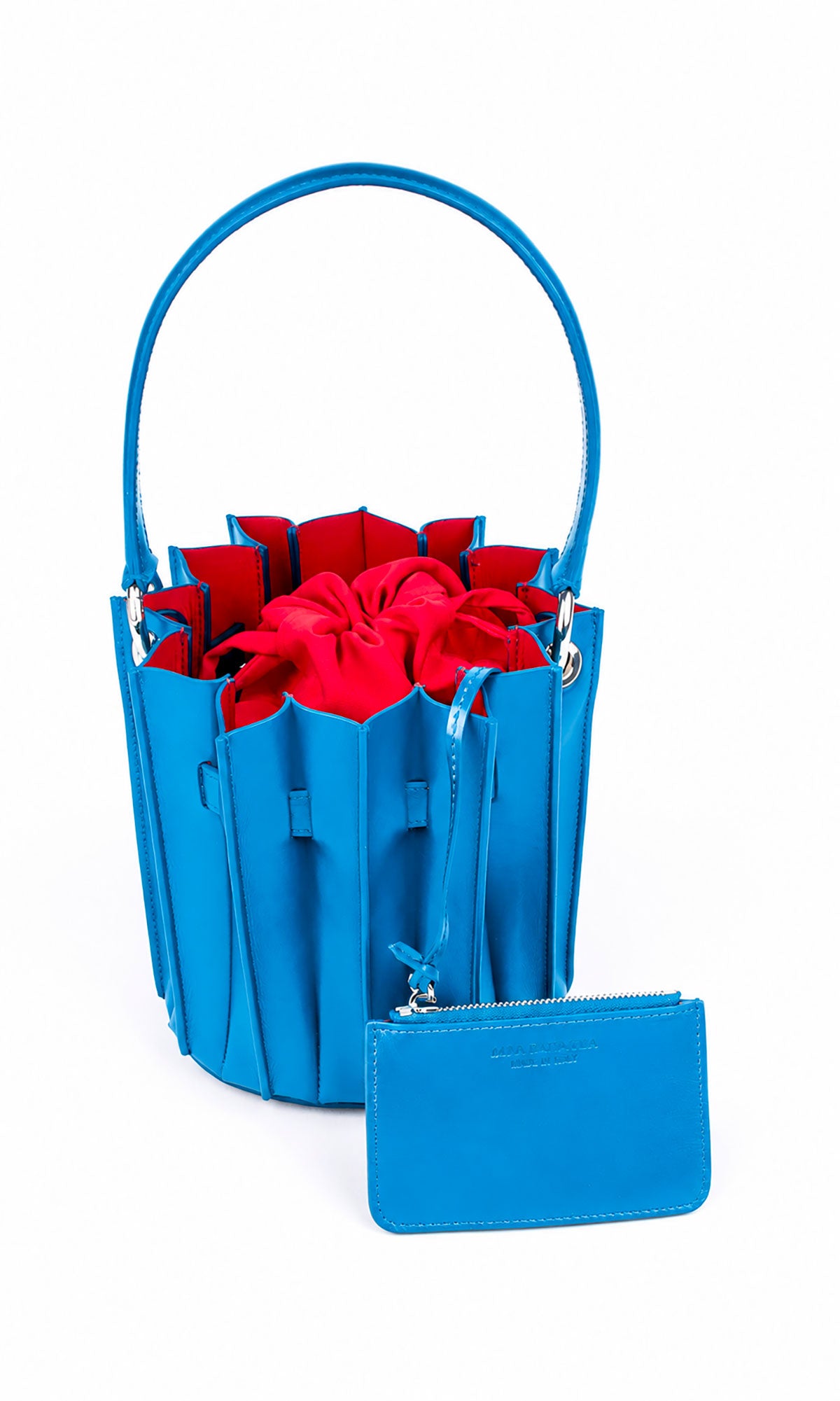 Plissé Bucket Bag – Blue Capri