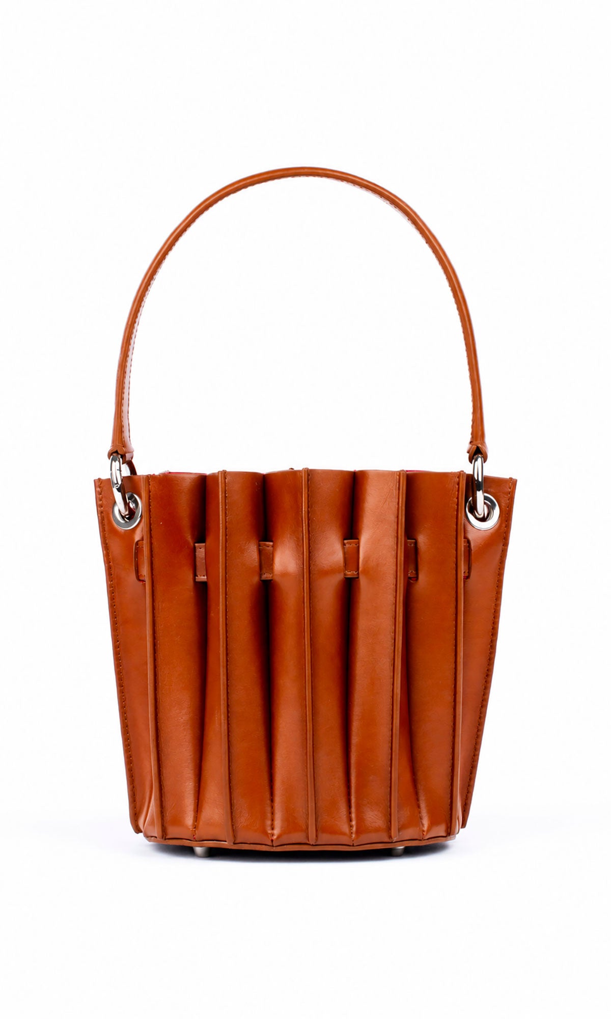 Plissé Bucket Bag – Cognac